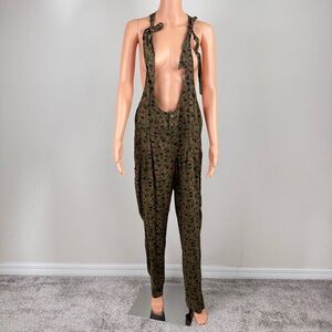 Free people Floral Rayon Overalls Jumpsuit Green Lightweight